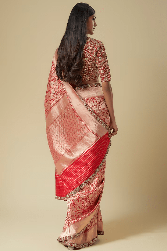 Red Banarasi Saree Set - Image 2