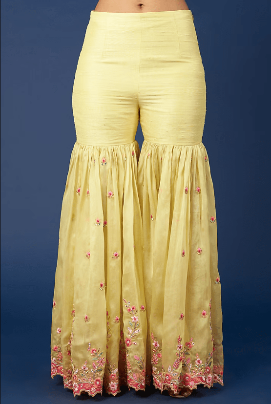 Yellow Embroidered Gharara Set - Image 3