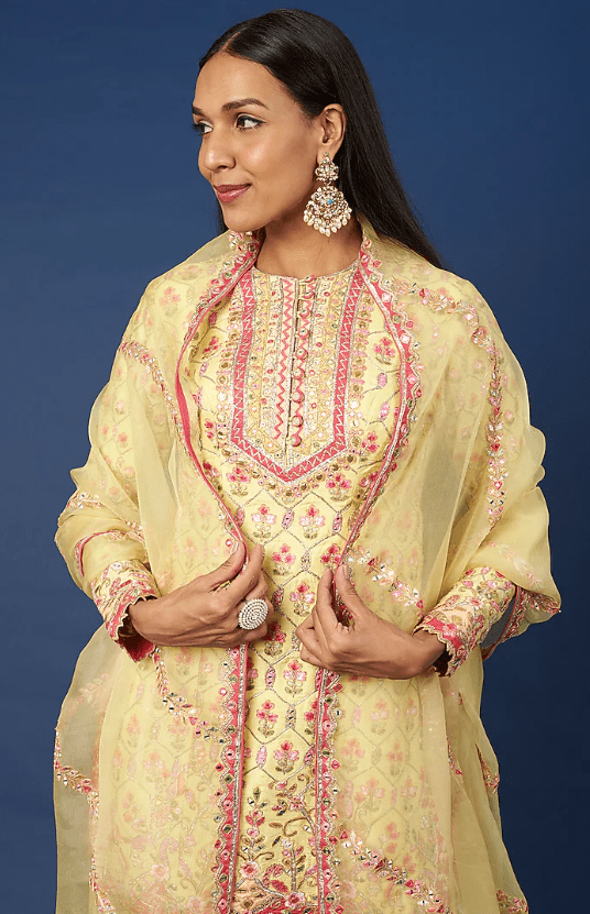 Yellow Embroidered Gharara Set - Image 4