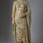 Mushroom Chiffon Sequins Embroidered Kurta Set