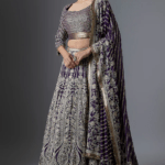 Purple Chiffon Thread Embroidered Lehenga Set