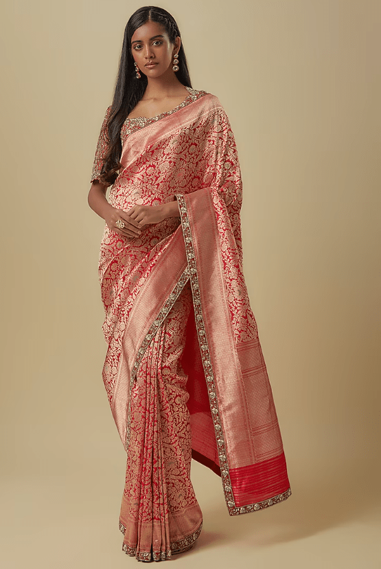 Red Banarasi Saree Set