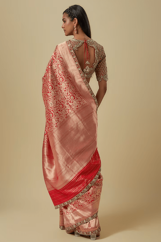 Red Banarasi Saree Set - Image 2
