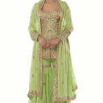 Green Embroidered Sharara Set