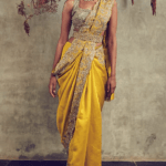 Mustard Embroidered Saree Set