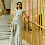 Parul Dress in Nude Silk Soft Net