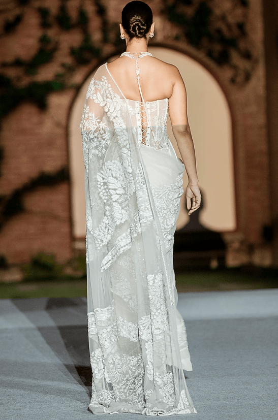 Ivory Tulle Saree Set - Image 2