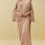 Pink Georgette Embroidered Jacket Saree Set