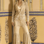 Ivory Net Embroidered Flared Sharara Set