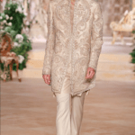 Beige Raw Silk Hand Embroidered Sherwani Set