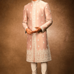 Purple Silk Embroidery Dori Sherwani Set