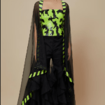 Neon & Black Organza Cape Set