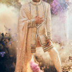 Ivory Velvet Embellished Sherwani Set