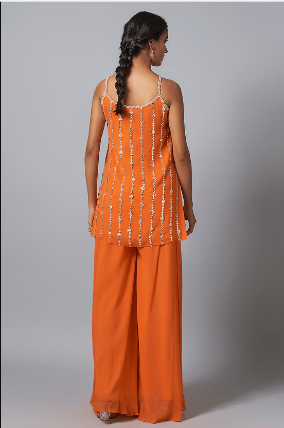 Tangerine Orange Georgette Sharara Set - Image 2