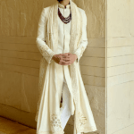 Ivory Silk Applique, Embroidery Ronit Sherwani Set