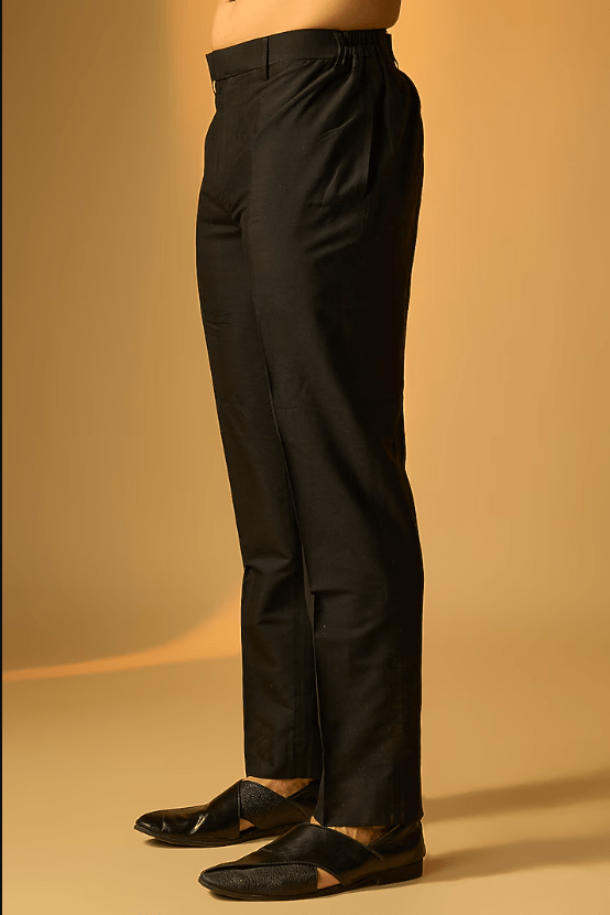 Black Silk Sherwani Set - Image 3