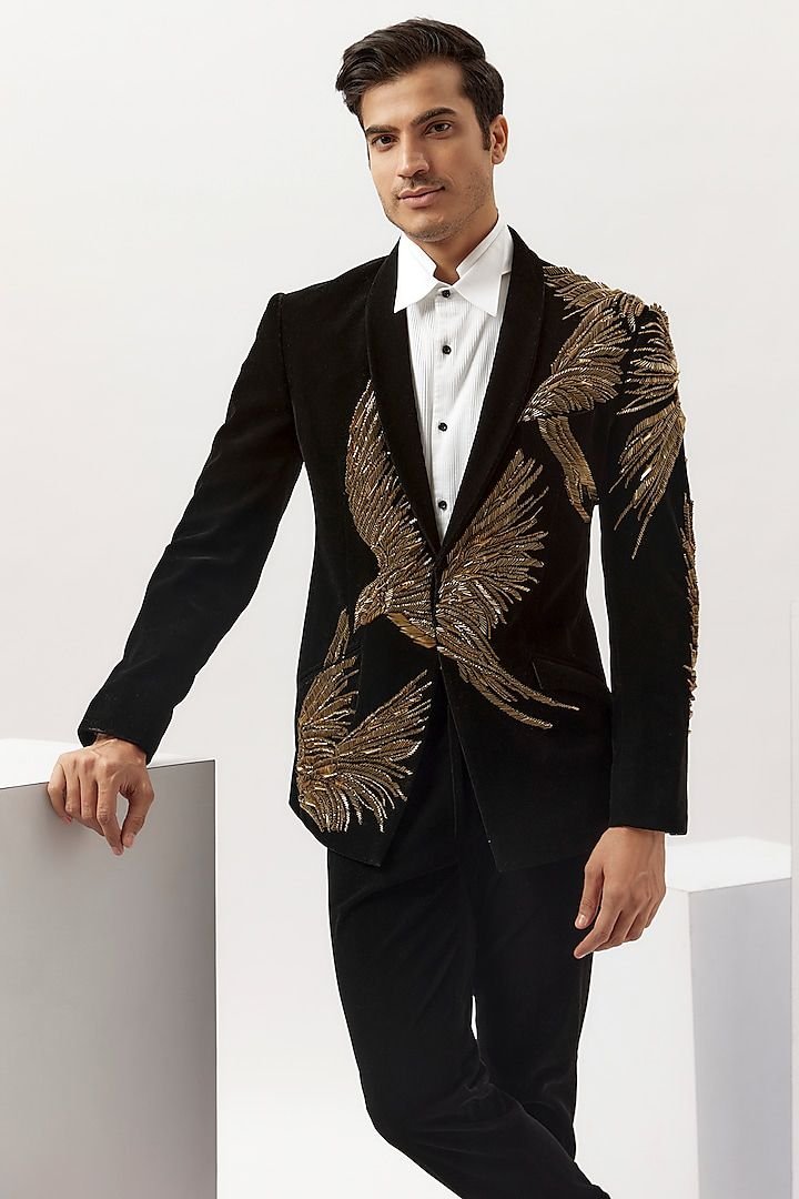 Black color tuxedo coat
