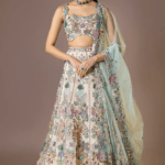 Baby Pink Tulle Net Applique Embellished Lehenga Set
