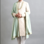 Ivory Chanderi Aaryan Embroidered Sherwani Set