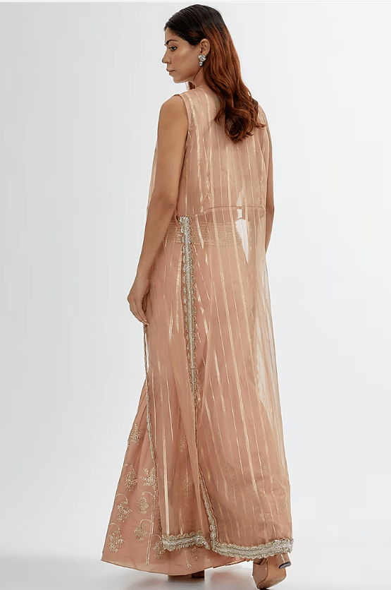 Pale Pink Upada & Organza Sharara Set - Image 2