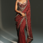 Sindoori Red Banarasi Georgette Embroidered Pre-Draped Saree Set