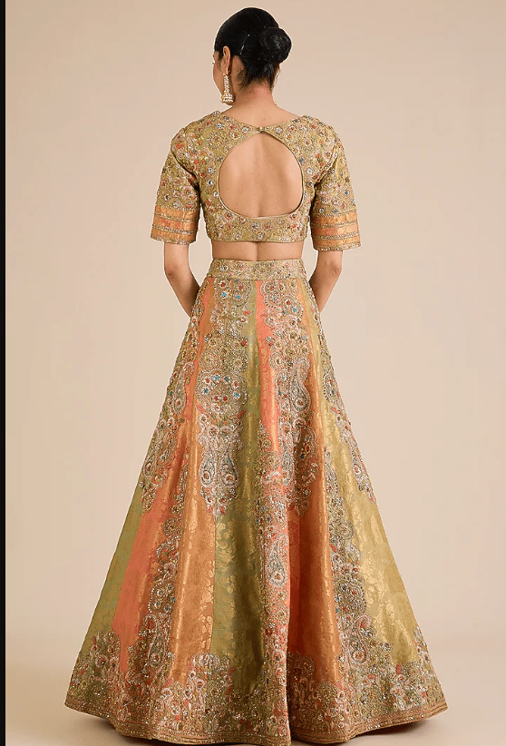 Multi-Colored Chanderi Brocade Lehenga Set - Image 2