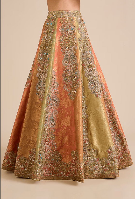 Multi-Colored Chanderi Brocade Lehenga Set - Image 3