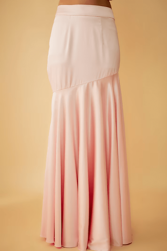 Blush Pink Satin Fish-Cut Lehenga Set - Image 3