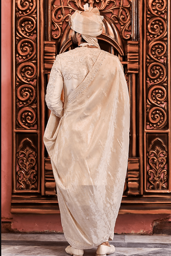 Ivory Silk Dori Embroidered Sherwani Set - Image 2