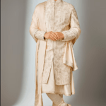 Ivory Dola Silk Zari Embellished Sherwani Set