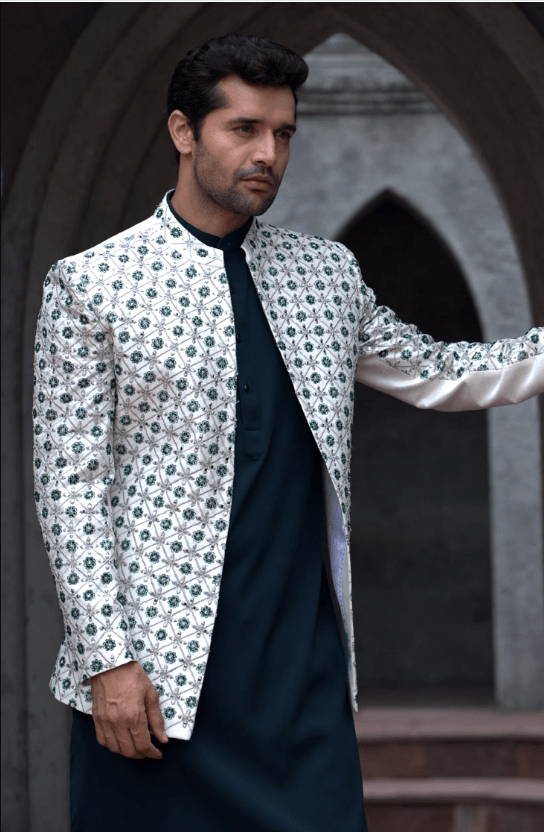 Ivory Silk Embroidery Bloom Jaal Bundi Kurta Set - Image 4