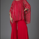 Red Georgette Sequins & Bead Embroidered Tunic Set