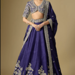 Purple Raw Silk Embroidered Lehenga Set