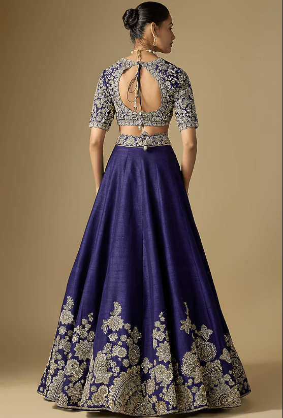Purple Raw Silk Embroidered Lehenga Set - Image 2