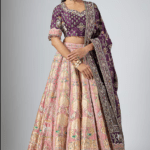 Peach Pure Banarasi Silk Zardosi Embroidered Lehenga Set