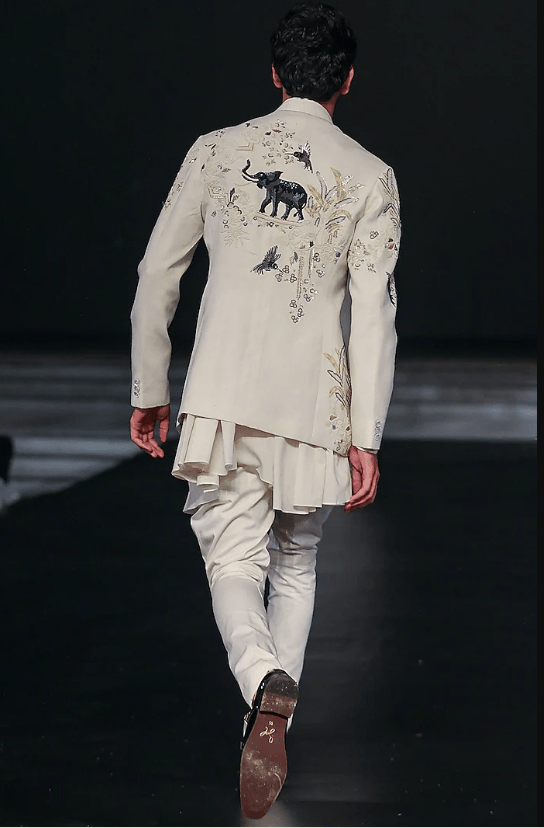 Ivory Matka Silk Hand Embroidered Sherwani - Image 2