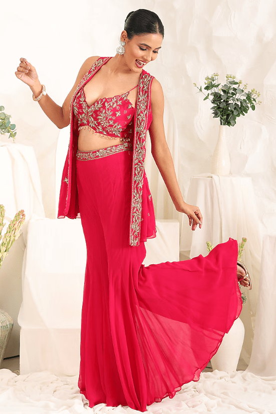 Magenta Georgette Sharara Set - Image 4