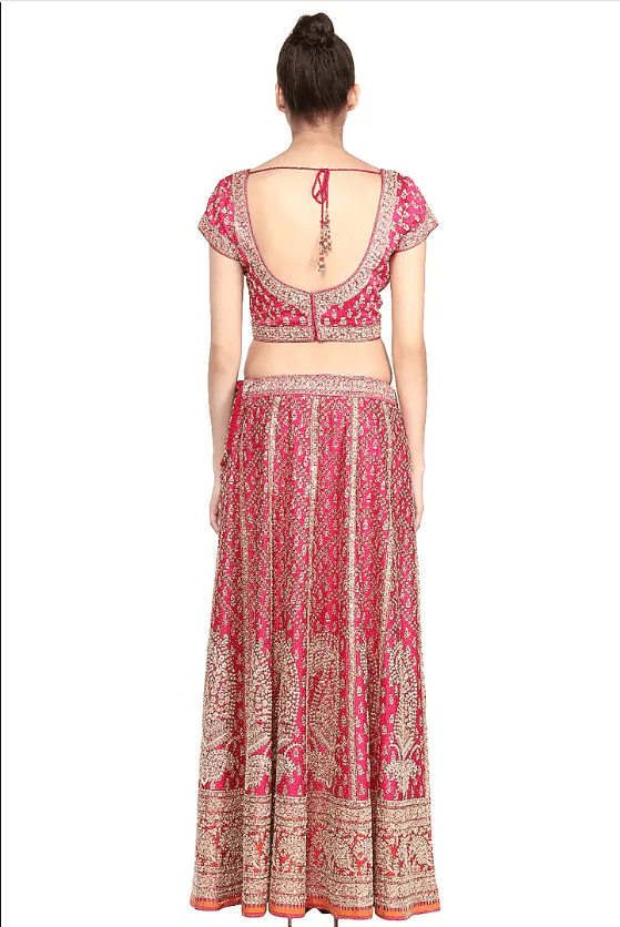 Fuchsia & Orange Embroidered Lehenga Set - Image 2