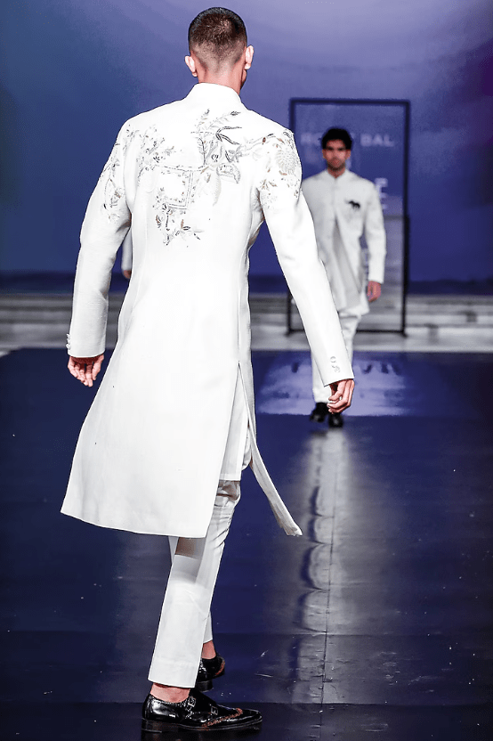 Ivory Matka Silk Hand Embroidered Sherwani - Image 2