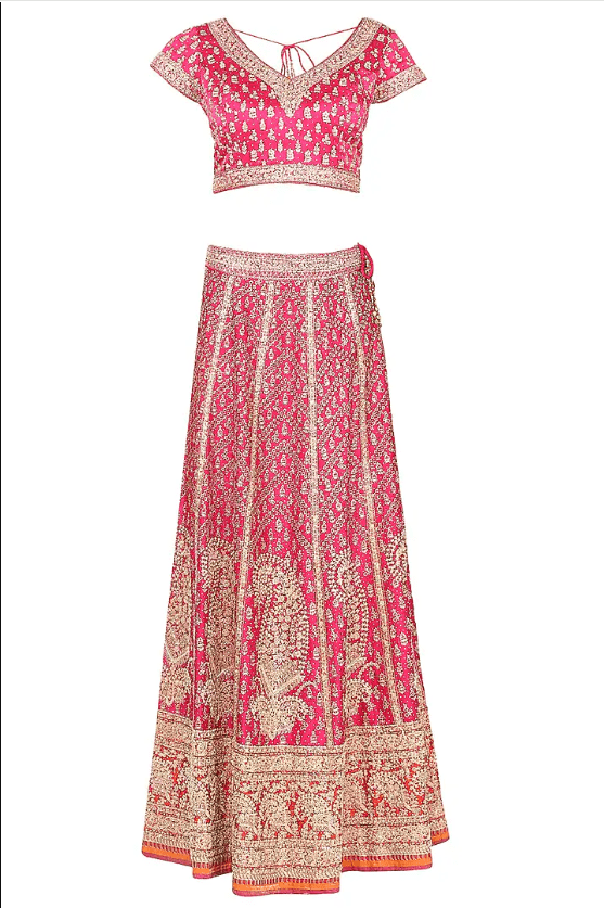 Fuchsia & Orange Embroidered Lehenga Set - Image 3