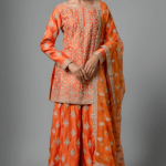 Orange Chanderi Silk Sharara Set