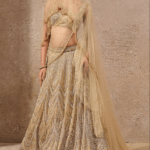 Gold Tulle Hand Embroidered Lehenga Set