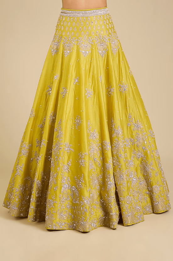 Yellow Chanderi Embroidered Lehenga Set - Image 3