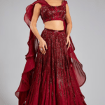 Red Rayon & Georgette Lehenga Set