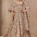 Multi-Colored Tulle Floral Motifs Embroidered Lehenga Set
