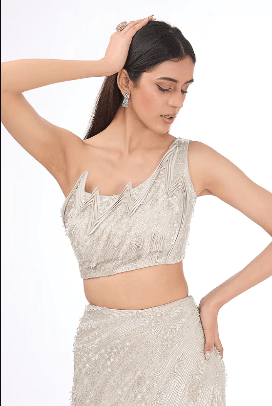 Sage Gold Rayon Georgette Lehenga Set - Image 4