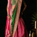 Pink Organza Embroidered Lehenga Set