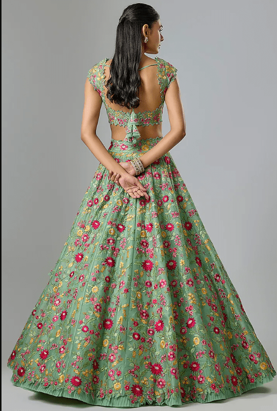 Sea Green Organza Lehenga Set - Image 2