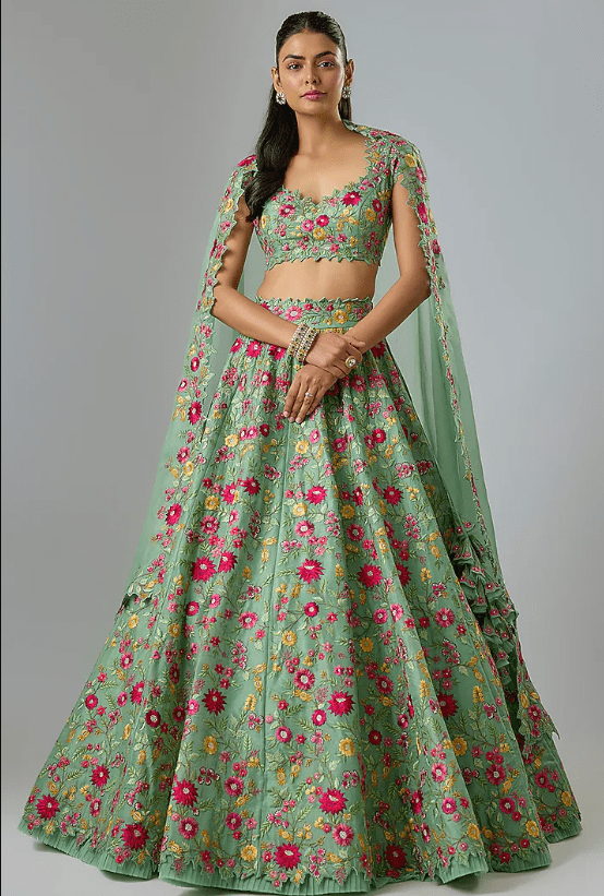 Sea Green Organza Lehenga Set - Image 3