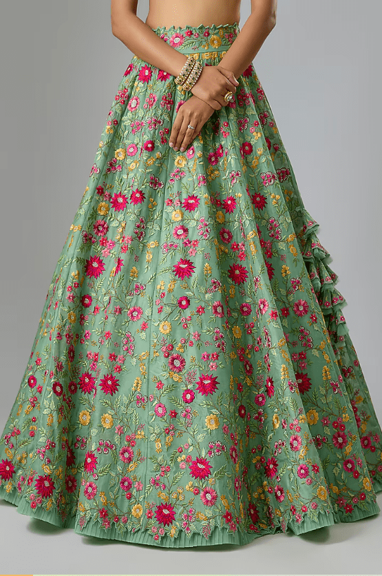 Sea Green Organza Lehenga Set - Image 4